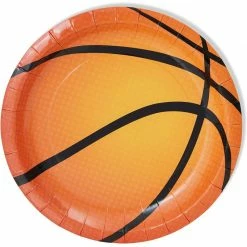 Blue Panda Basketball Paper Plates For Sports Party (7 In, 80 Pack)