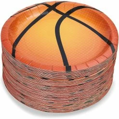 Blue Panda Basketball Paper Plates For Sports Party (7 In, 80 Pack)