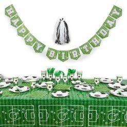 Blue Panda Dinnerware Sets Soccer Birthday Party Pack, Dinnerware Set And Banner (Serves 24, 171 Pieces)