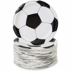 Blue Panda Soccer Birthday Party Paper Plates (7 Inches, 80 Pack)