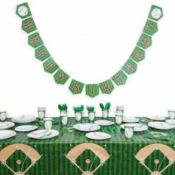 Blue Panda Baseball Birthday Party Pack, Dinnerware Set And Banner (Serves 24, 171 Pieces) Dinnerware Sets