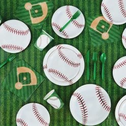 Blue Panda Baseball Birthday Party Pack, Dinnerware Set And Banner (Serves 24, 171 Pieces) Dinnerware Sets