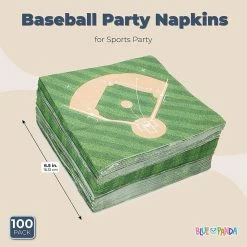 Blue Panda Baseball Party Napkins, Sports Birthday (6.5 X 6.5 In, 100 Pack)