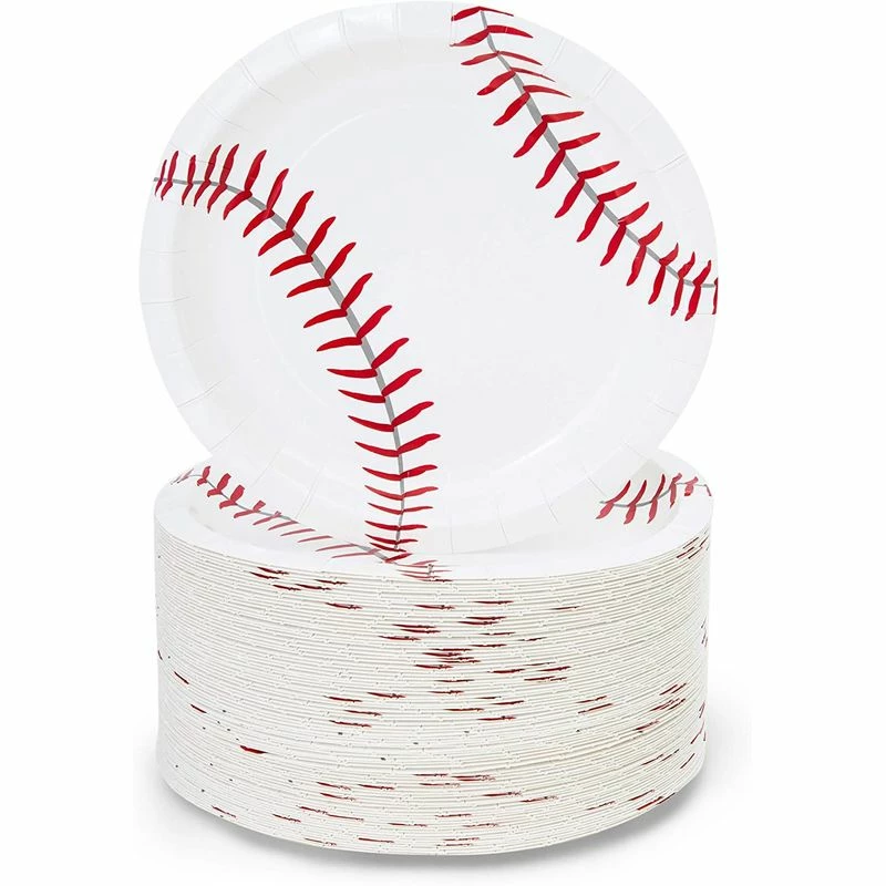Blue Panda Baseball Plates For Sports Birthday Party (White, 7 Inches, 80 Pack) 3 Blue Panda Baseball Plates For Sports Birthday Party (White, 7 Inches, 80 Pack)