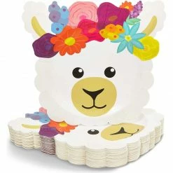Blue Panda Llama Birthday Party Paper Plates (9 X 10 Inches, 48-Pack)