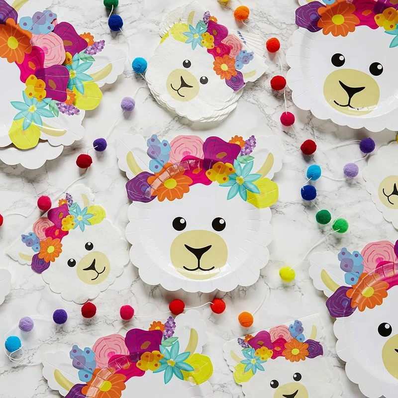 Blue Panda Llama Birthday Party Paper Plates (9 X 10 Inches, 48-Pack) 4 Blue Panda Llama Birthday Party Paper Plates (9 X 10 Inches, 48-Pack)