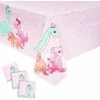 Blue Panda Pink Dinosaur Party Decorations For Girl's Birthdays, Plastic Tablecloth (54 X 108 In, 3 Pack) Tablecloths