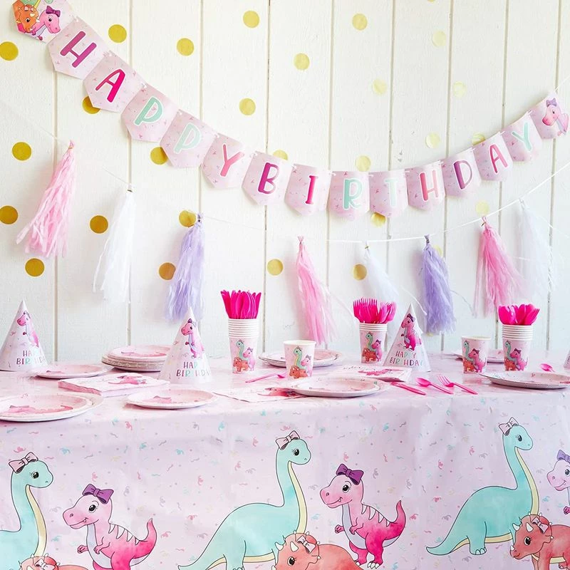 Blue Panda Pink Dinosaur Party Decorations For Girl's Birthdays, Plastic Tablecloth (54 X 108 In, 3 Pack) Tablecloths 4 Blue Panda Pink Dinosaur Party Decorations For Girl's Birthdays, Plastic Tablecloth (54 X 108 In, 3 Pack) Tablecloths