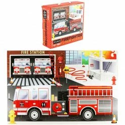 Blue Panda Giant Jigsaw Floor Puzzle For Kids, Fire Truck (2.9 X 1.9 Ft, 35.3 X 23.5 In, 48 Pieces)