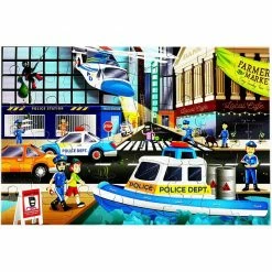 Blue Panda Giant Jigsaw Floor Puzzle For Kids, Police Car (2.9 X 1.9 Ft, 35.3 X 23.5 In, 48 Pieces) Games