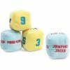 Blue Panda Plush Exercise Dice Cubes For Indoor, Outdoor Games (Blue, Yellow, 4 In, 4 Pack)