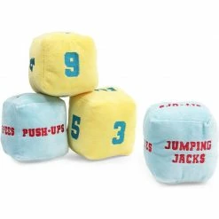 Blue Panda Plush Exercise Dice Cubes For Indoor, Outdoor Games (Blue, Yellow, 4 In, 4 Pack)