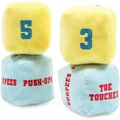 Blue Panda Plush Exercise Dice Cubes For Indoor, Outdoor Games (Blue, Yellow, 4 In, 4 Pack)