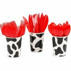 Blue Panda Dinnerware Sets Farm Animals Birthday Party Pack, Hats, Banner, Tablecloths (Serves 24, 195 Pieces)