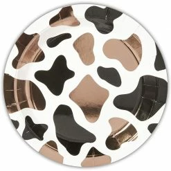 Blue Panda Farm Animal Party Plates, Cow Birthday Supplies (9 In, Foil, 48 Pack)