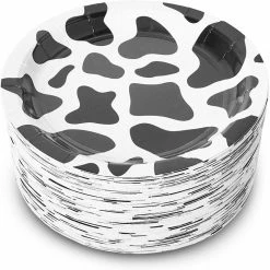 Blue Panda Farm Animal Party Plates, Cow Birthday Supplies (7 In, 80 Pack)