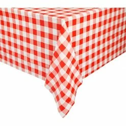 Blue Panda Tablecloths Country Red And White Checkered Tablecloth, Rustic Plastic Table Cover (54 X 108 In, 3 Pack)