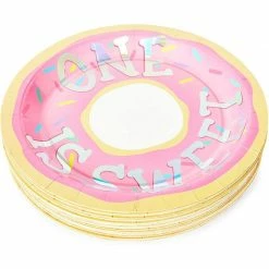 Blue Panda Holographic Paper Plates For Donut Birthday Party (9 In, 48 Pack)