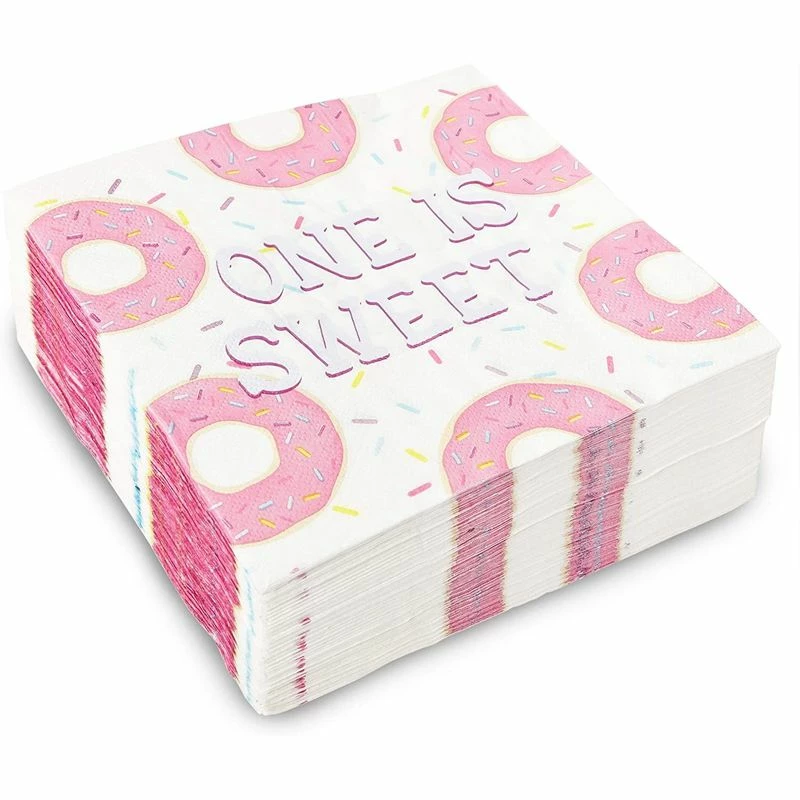 Blue Panda Donut Party Napkins For 1st Birthday, One Is Sweet (Pink, 6.5 In, 100 Pack) 3 Blue Panda Donut Party Napkins For 1st Birthday, One Is Sweet (Pink, 6.5 In, 100 Pack)
