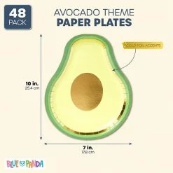 Blue Panda Avocado Paper Plates For Birthday Party And Fiesta (7 X 10 In, 48 Pack)