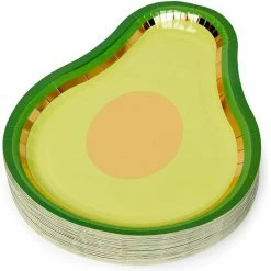 Blue Panda Avocado Paper Plates For Birthday Party And Fiesta (7 X 10 In, 48 Pack)