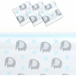 Blue Panda Special Occasions Elephant Tablecloth For Boy Baby Shower, Plastic Table Cover (54 X 108 In, 3 Pack)