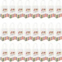 Blue Panda Feliz Cumpleanos Gift Bags With Handles For Birthday Parties (9 X 5.3 In, 24 Pack) Party Bags And Boxes