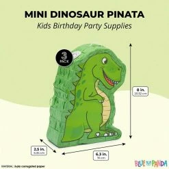 Blue Panda Mini T-Rex Piñatas For Kids Dinosaur Birthday Party (8 X 6.3 X 2.5 In, 3 Pack) Special Occasions