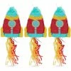 Blue Panda Special Occasions Mini Rocket Ship Pull Piñatas For Outer Space Party (8 X 5.9 X 2.5 In, 3 Pack)