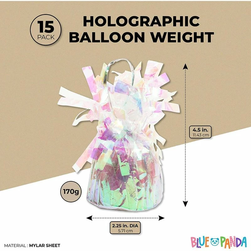 Blue Panda Holographic Balloon Weights For Birthday Party Decor (6 Oz, 4.5 In, 15 Pack) Balloons 4 Blue Panda Holographic Balloon Weights For Birthday Party Decor (6 Oz, 4.5 In, 15 Pack) Balloons