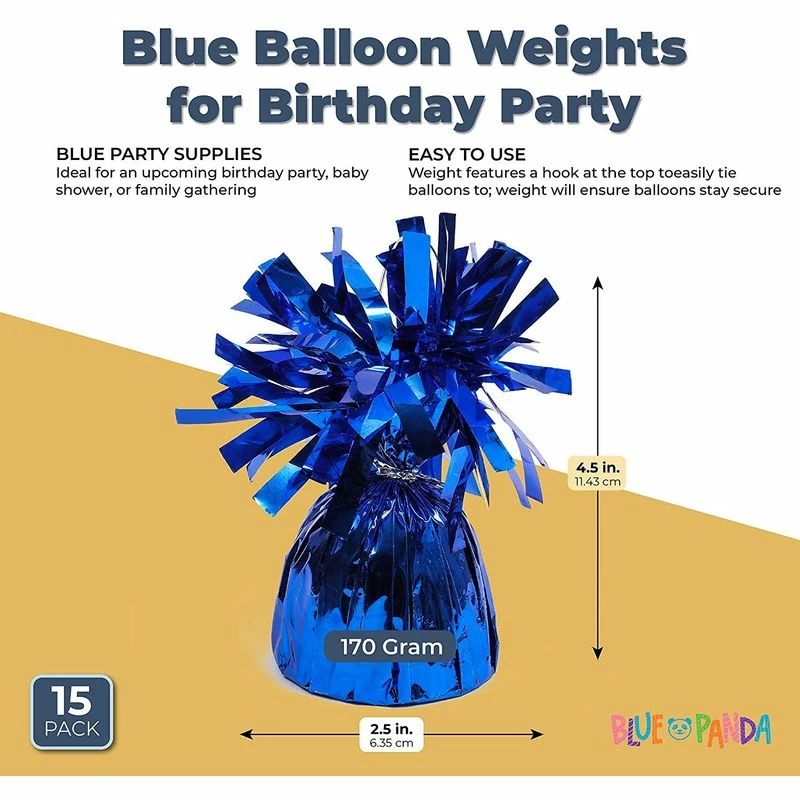 Blue Panda Blue Balloon Weights For Birthday Party Decorations (6 Oz, 4.5 In, 15 Pack) 4 Blue Panda Blue Balloon Weights For Birthday Party Decorations (6 Oz, 4.5 In, 15 Pack)