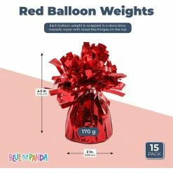 Blue Panda Red Balloon Weights For Birthday Party Decorations (6 Oz, 4.5 In, 15 Pack) Balloons