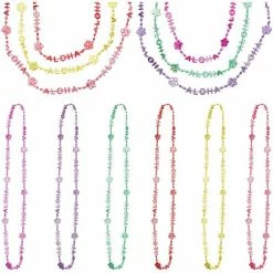 Blue Panda Aloha Beaded Hawaiian Necklace Party Favors, Luau Decorations (15.5 In, 24 Pack)