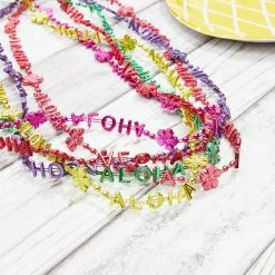 Blue Panda Aloha Beaded Hawaiian Necklace Party Favors, Luau Decorations (15.5 In, 24 Pack)