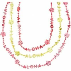 Blue Panda Aloha Beaded Hawaiian Necklace Party Favors, Luau Decorations (15.5 In, 24 Pack)