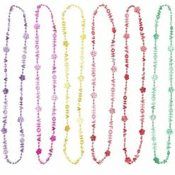 Blue Panda Aloha Beaded Hawaiian Necklace Party Favors, Luau Decorations (15.5 In, 24 Pack)