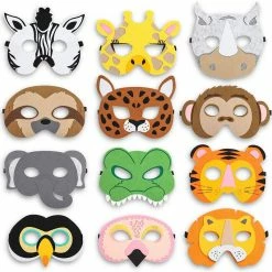 Blue Panda Decorations Felt Animal Masks For Jungle Birthday Party Favors (7 X 7.2 Inches, 12 Pack)