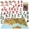 Blue Panda Army Men Action Figures With Map, Includes Carrying Tote For Easy Clean Up & Storage (210 Pieces)