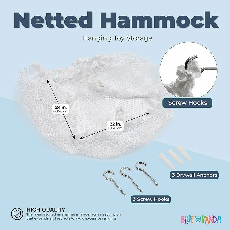 Blue Panda Stuffed Animal Storage Hammock For Small Soft Toys (White, 32 X 24 Inches) Special Occasions 4 Blue Panda Stuffed Animal Storage Hammock For Small Soft Toys (White, 32 X 24 Inches) Special Occasions