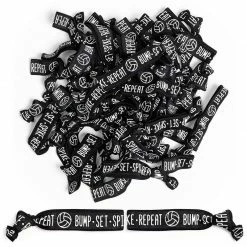 Blue Panda Sports Volleyball Hair Ties, Bracelets, Elastics 'Bump - Set - Spike - Repeat' (50 Pack)