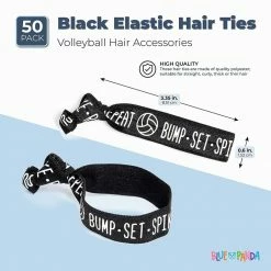 Blue Panda Sports Volleyball Hair Ties, Bracelets, Elastics 'Bump - Set - Spike - Repeat' (50 Pack)