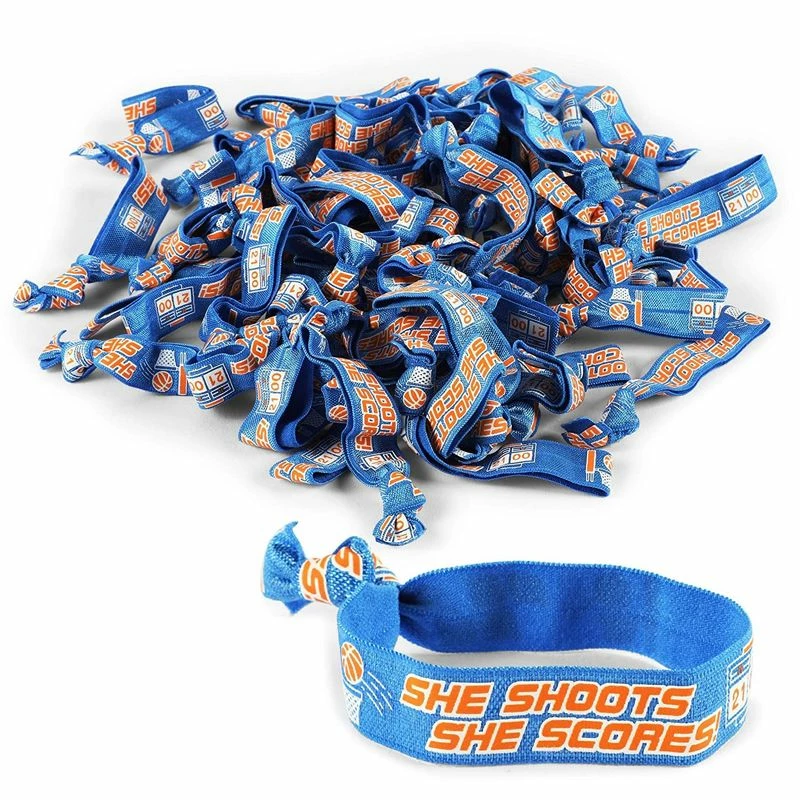 Blue Panda Basketball Hair Ties Or Bracelets, Elastics, She Shoots, She Scores!' (50 Pack) 3 Blue Panda Basketball Hair Ties Or Bracelets, Elastics, She Shoots, She Scores!' (50 Pack)
