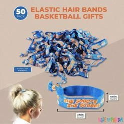 Blue Panda Basketball Hair Ties Or Bracelets, Elastics, She Shoots, She Scores!' (50 Pack)