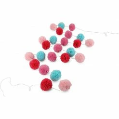 Blue Panda Wool Pom Pom Garland Decor For Birthday Party (Pink, Mint, Red, 10 Feet) Decorations