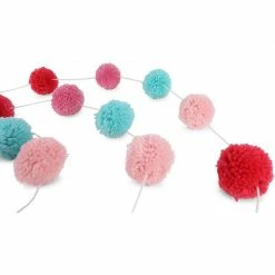 Blue Panda Wool Pom Pom Garland Decor For Birthday Party (Pink, Mint, Red, 10 Feet) Decorations