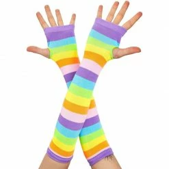 Blue Panda Special Occasions Rainbow Knee High Socks And Fingerless Gloves For Girls (One Size, 2 Pieces)