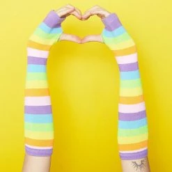 Blue Panda Special Occasions Rainbow Knee High Socks And Fingerless Gloves For Girls (One Size, 2 Pieces)