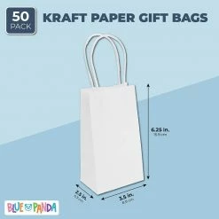 Blue Panda Party Bags And Boxes Small Kraft Paper Gift Bags With Handles (White, 3.5 X 6.25 In, 50 Pack) 10 Blue Panda Party Bags And Boxes Small Kraft Paper Gift Bags With Handles (White, 3.5 X 6.25 In, 50 Pack)