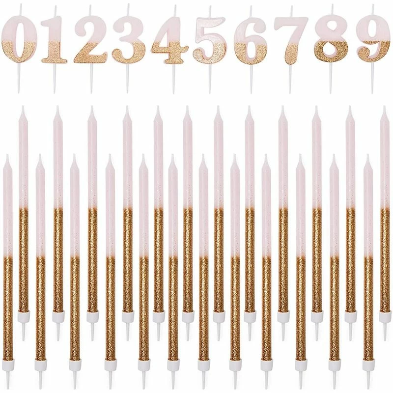 Blue Panda Numbers 0-9 Cake Toppers And Thin Candles In Holders (Gold Glitter, 34 Pieces) 3 Blue Panda Numbers 0-9 Cake Toppers And Thin Candles In Holders (Gold Glitter, 34 Pieces)