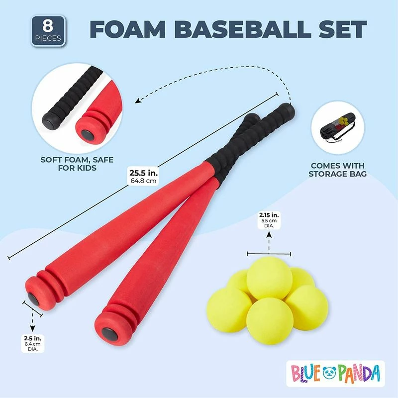 Blue Panda Foam Baseball Bats For Kids, 6 Baseballs, 1 Bag (9 Pieces) 4 Blue Panda Foam Baseball Bats For Kids, 6 Baseballs, 1 Bag (9 Pieces)